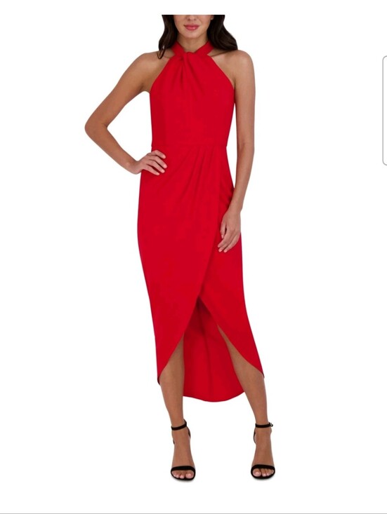 julia jordan Dresses & Skirts - julia jordan Vibrant Red Halter Knot-Neck Midi Dress